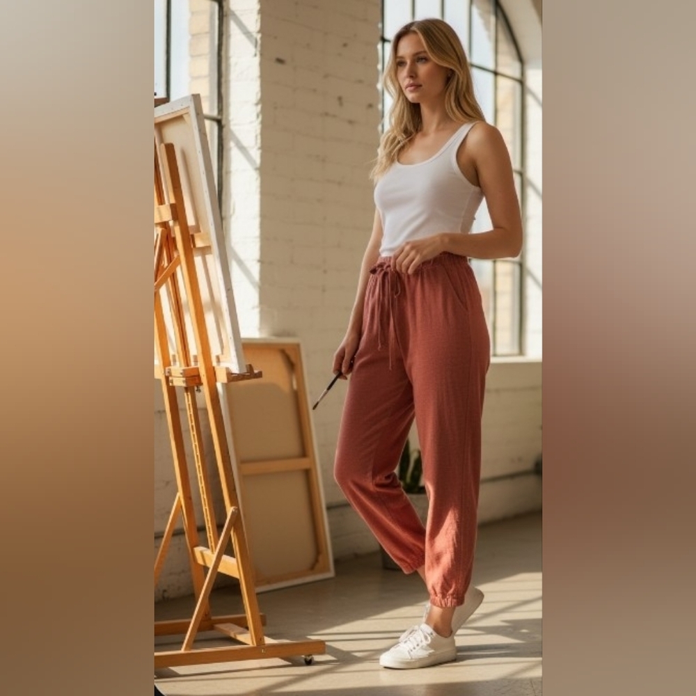 Cotton Pants With Ruchened Bottom - Picture 8 of 8